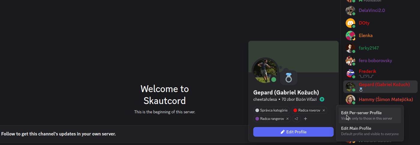 lokácia server profilu 